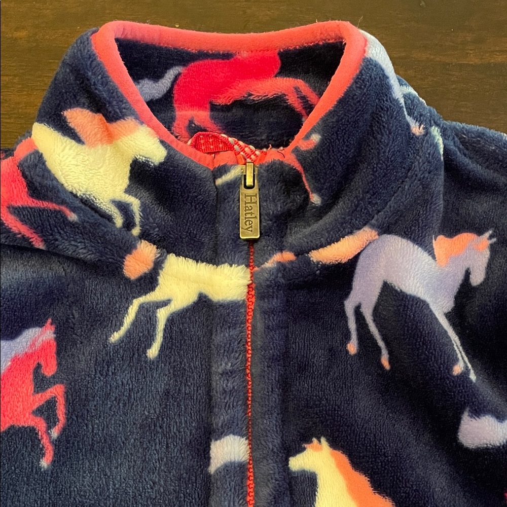 Hatley Kids' Fleece Jacket - Navy with Multicolor Horse Design
